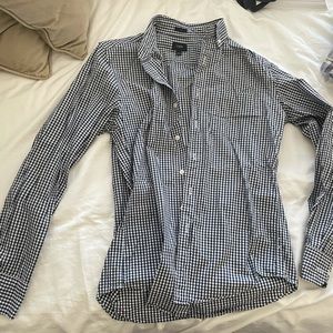 J crew navy check button down